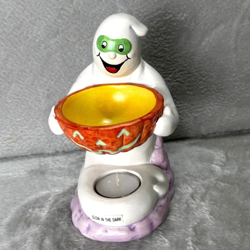 Michael Sparks Ghost Tealight Wax Warmer Glow in Dark Halloween Pumpkin Bowl